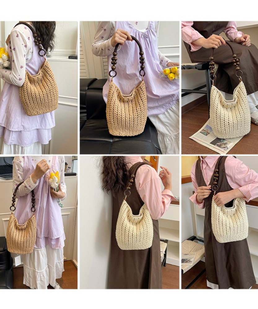 Marélle Beaded Handle Woven Bag