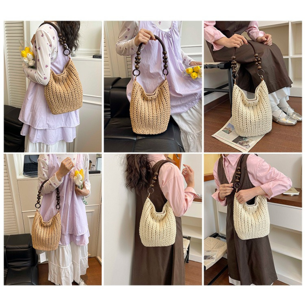 Marélle Beaded Handle Woven Bag