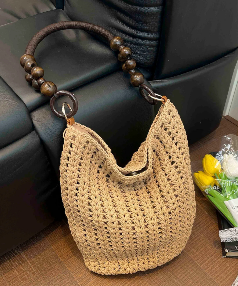 Marélle Beaded Handle Woven Bag