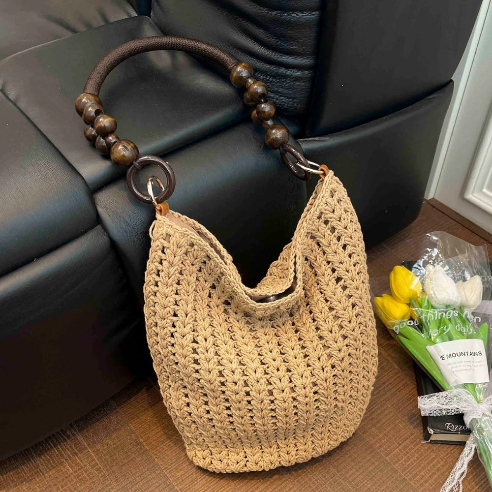 Marélle Beaded Handle Woven Bag