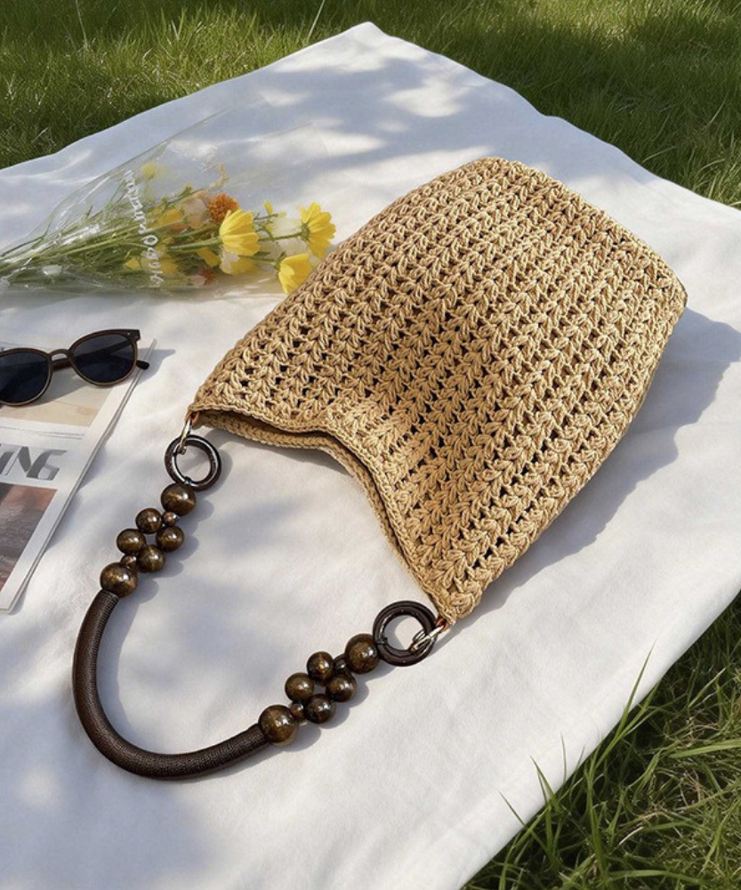Marélle Beaded Handle Woven Bag