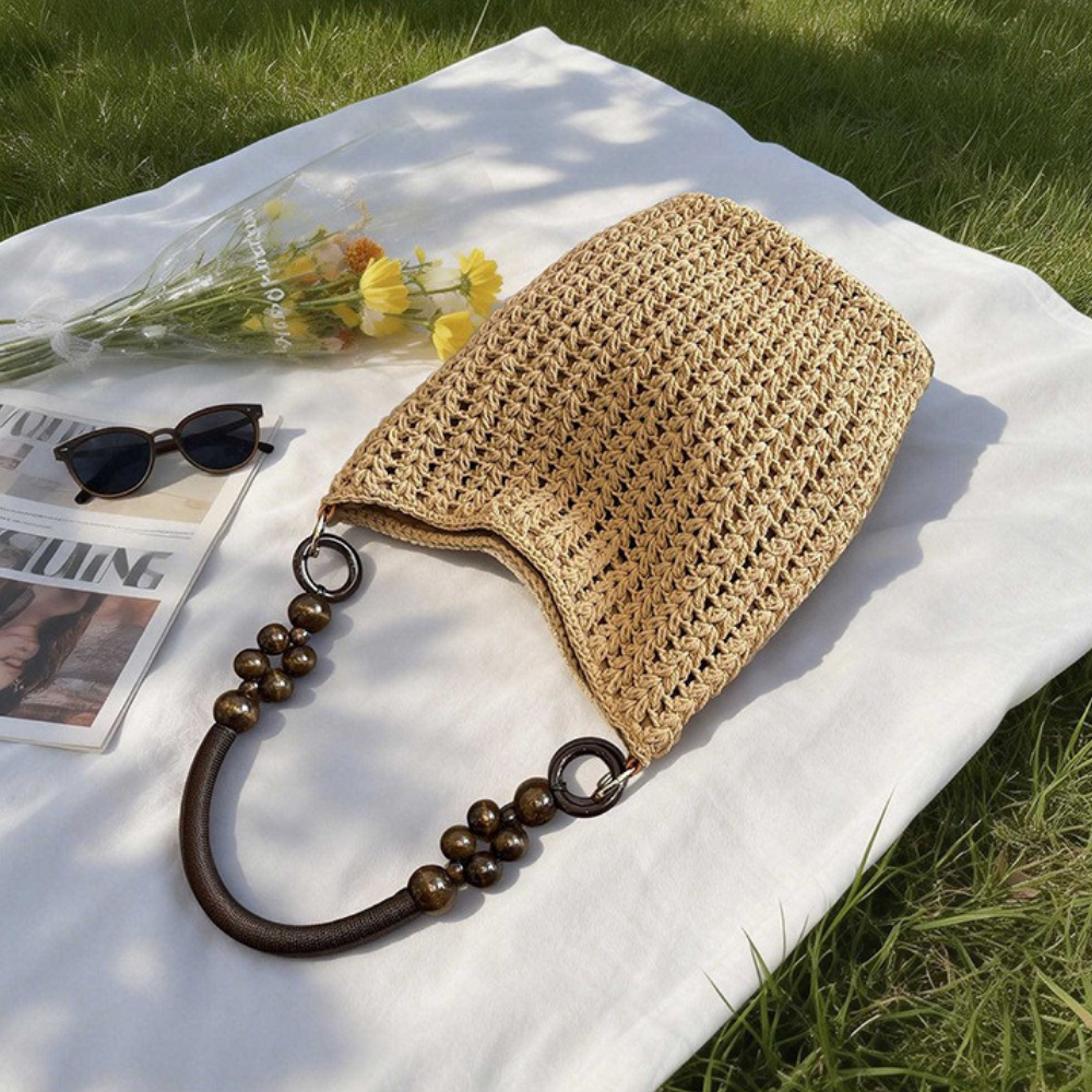 Marélle Beaded Handle Woven Bag