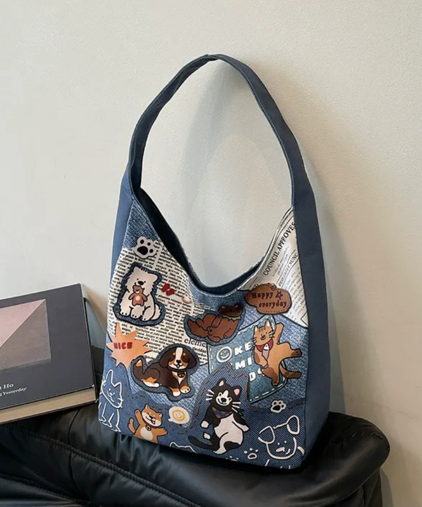 Canella Dog Print Shoulder Bag
