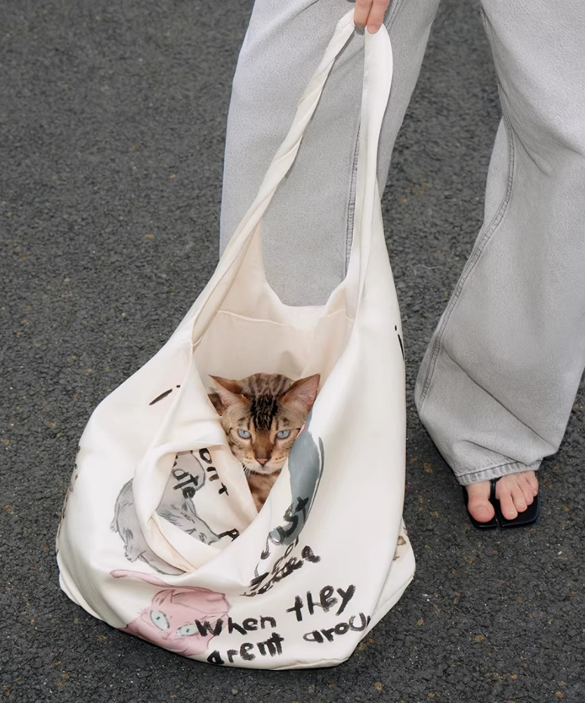Cattéra Cat Print Oversized Shoulder Bag