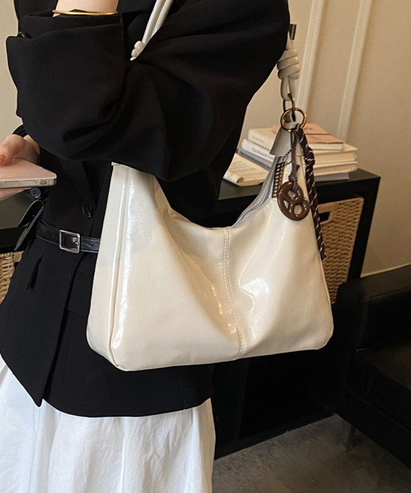 Léonie Glossy Hobo Bag