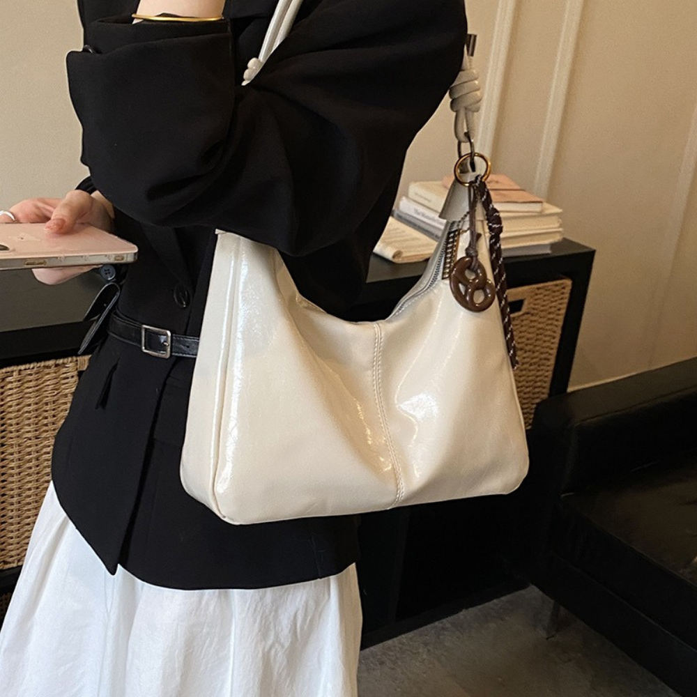 Léonie Glossy Hobo Bag