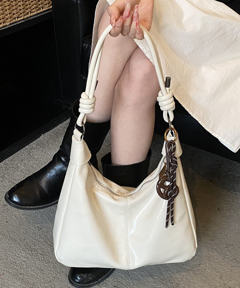 Léonie Glossy Hobo Bag