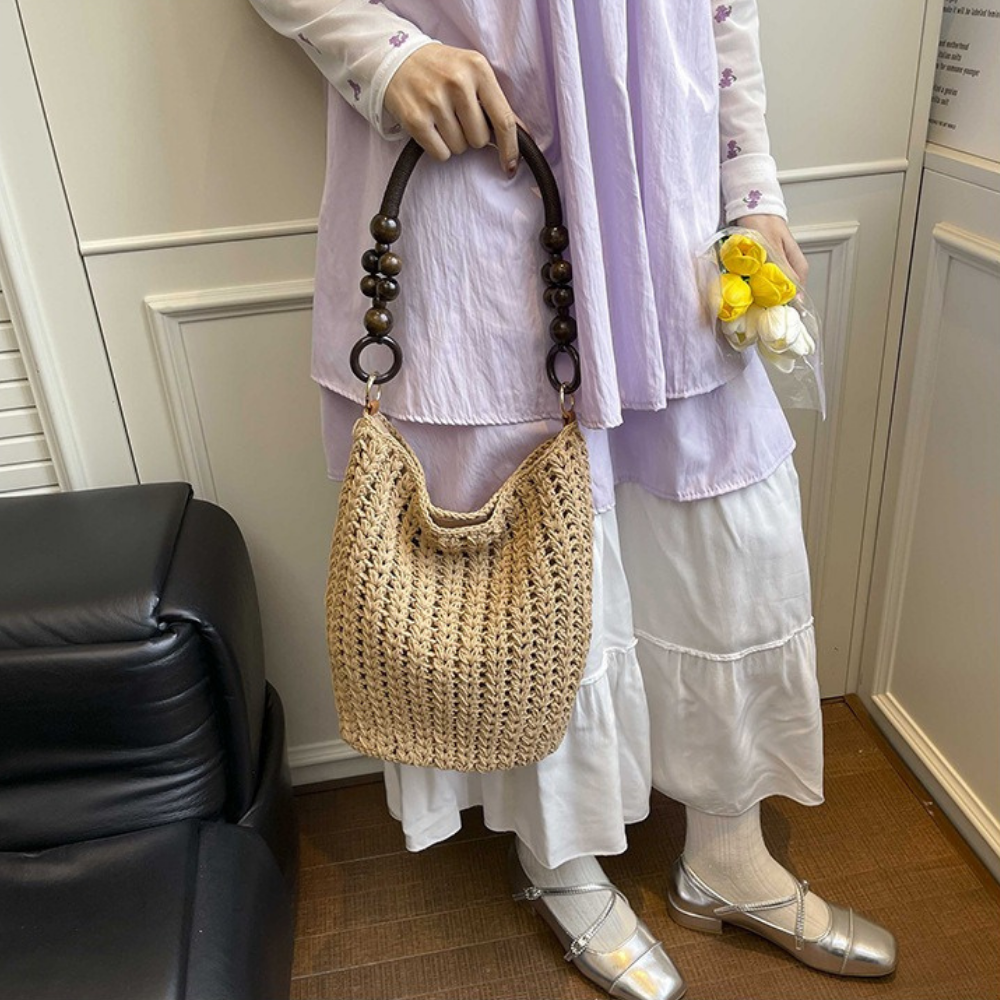 Marélle Beaded Handle Woven Bag