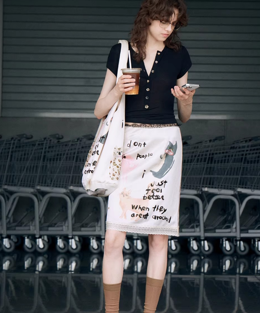 Cattéra Cat Print Oversized Shoulder Bag