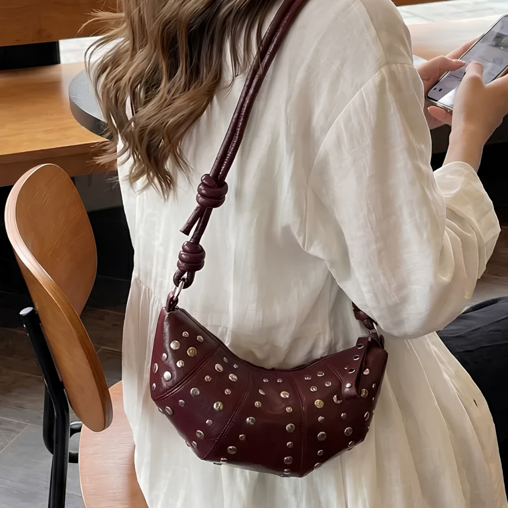 Tavrina Studded Croissant Shoulder Bag