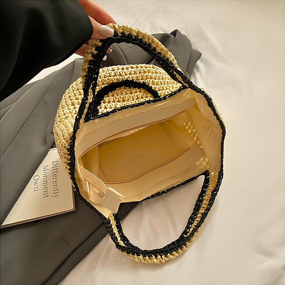 Réverie Face Motif Woven Tote Bag