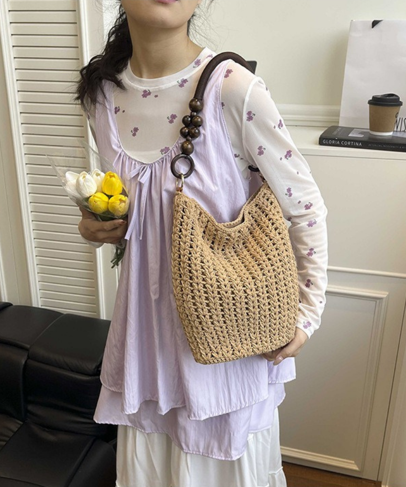 Marélle Beaded Handle Woven Bag