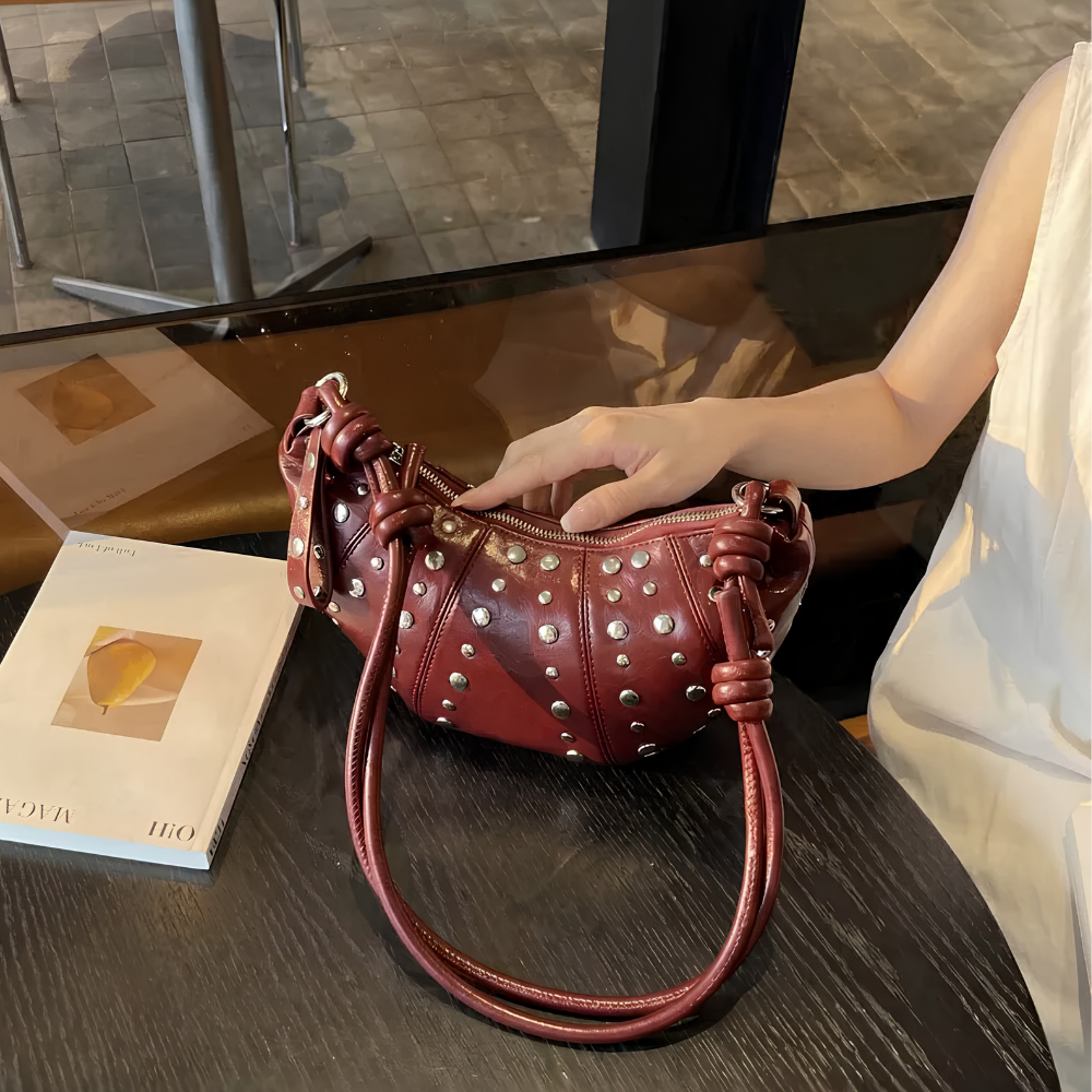 Tavrina Studded Croissant Shoulder Bag