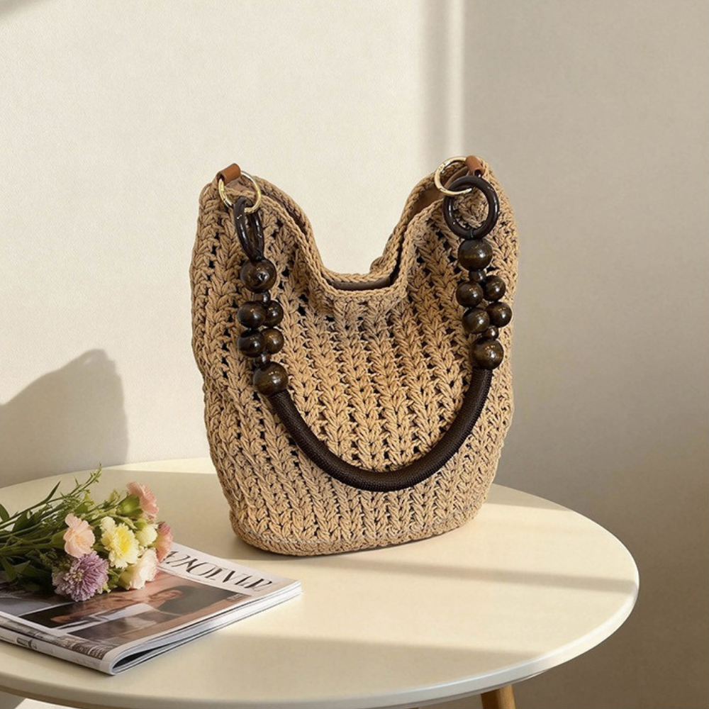 Marélle Beaded Handle Woven Bag