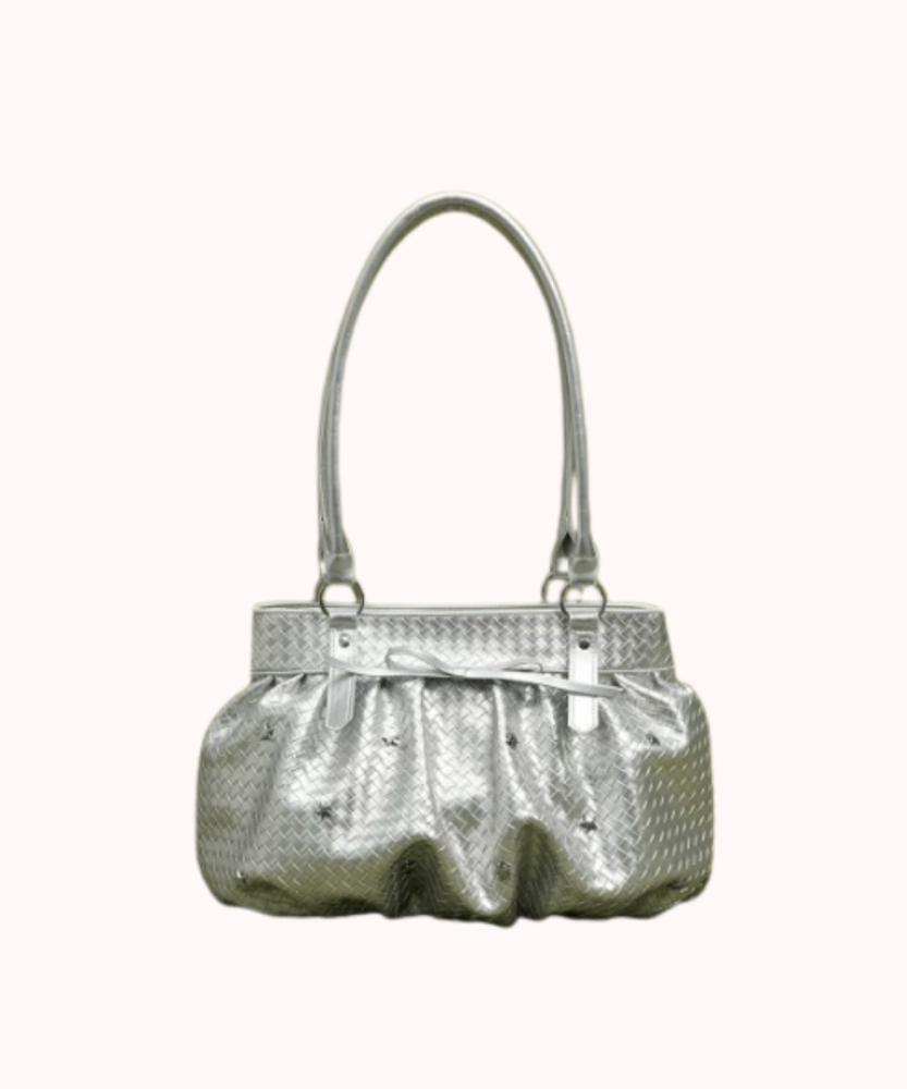 Avelisse Glossy Ruched Shoulder Bag