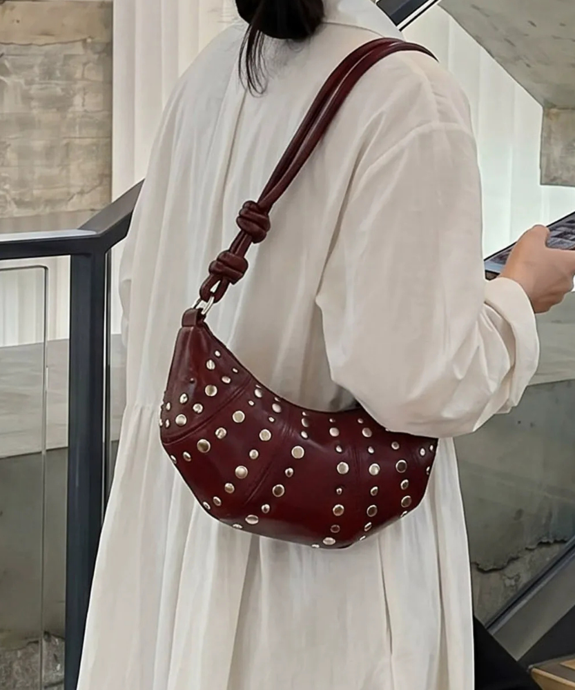 Tavrina Studded Croissant Shoulder Bag