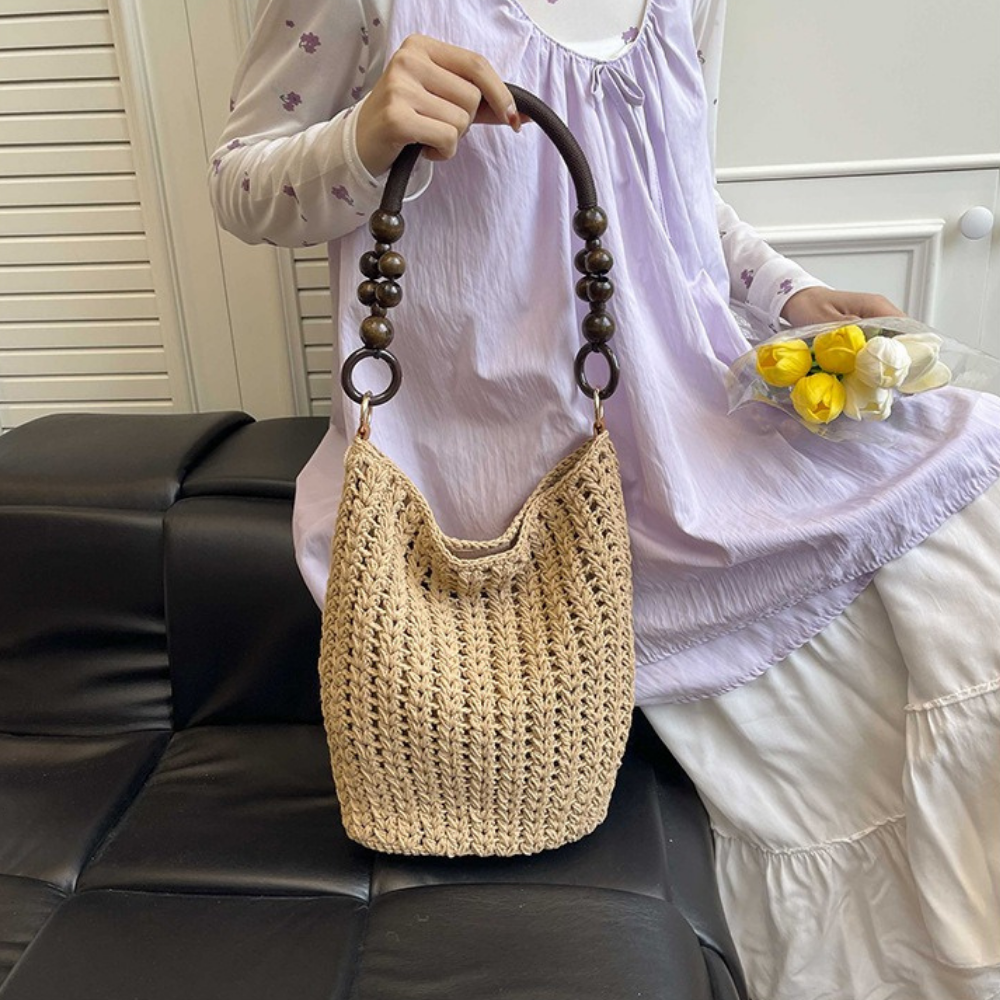 Marélle Beaded Handle Woven Bag
