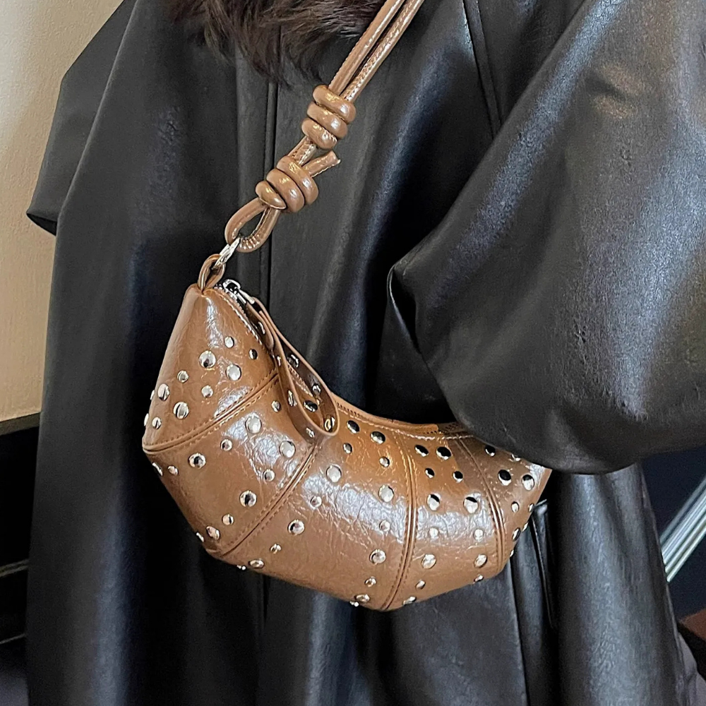 Tavrina Studded Croissant Shoulder Bag