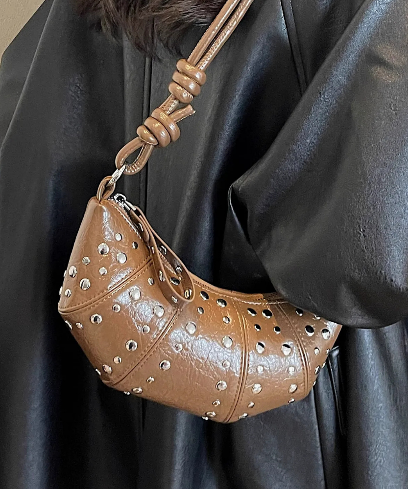 Tavrina Studded Croissant Shoulder Bag