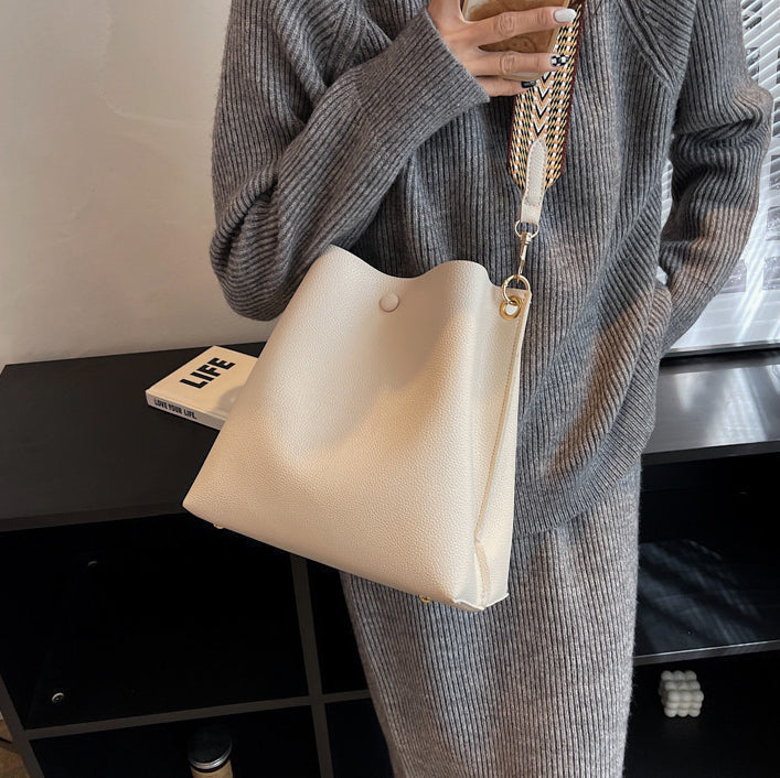 Léonore Vegan Leather Crossbody Bucket Bag