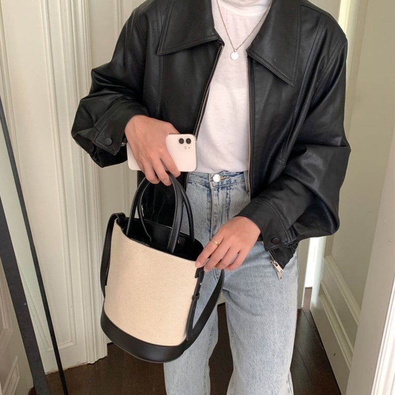 Serah Vegan Leather Crossbody Bucket Bag