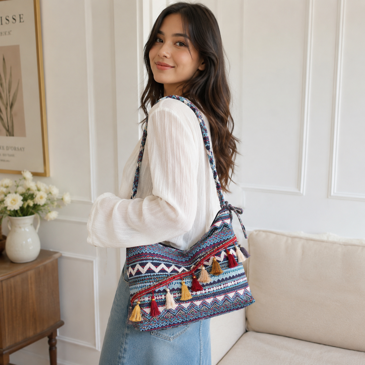 Marivelle Tassel-Trim Tote Bag