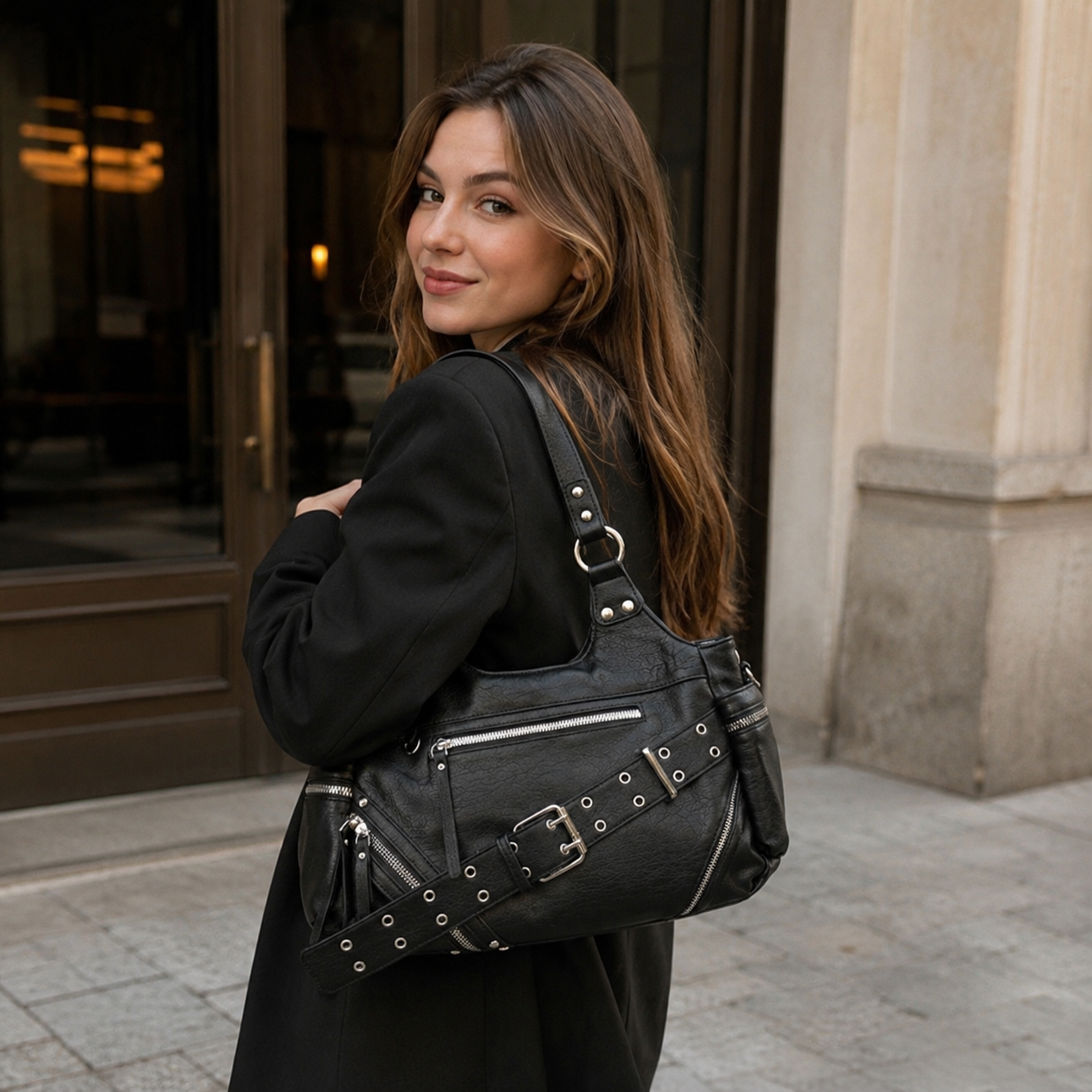 Valmira Studded Shoulder Bag