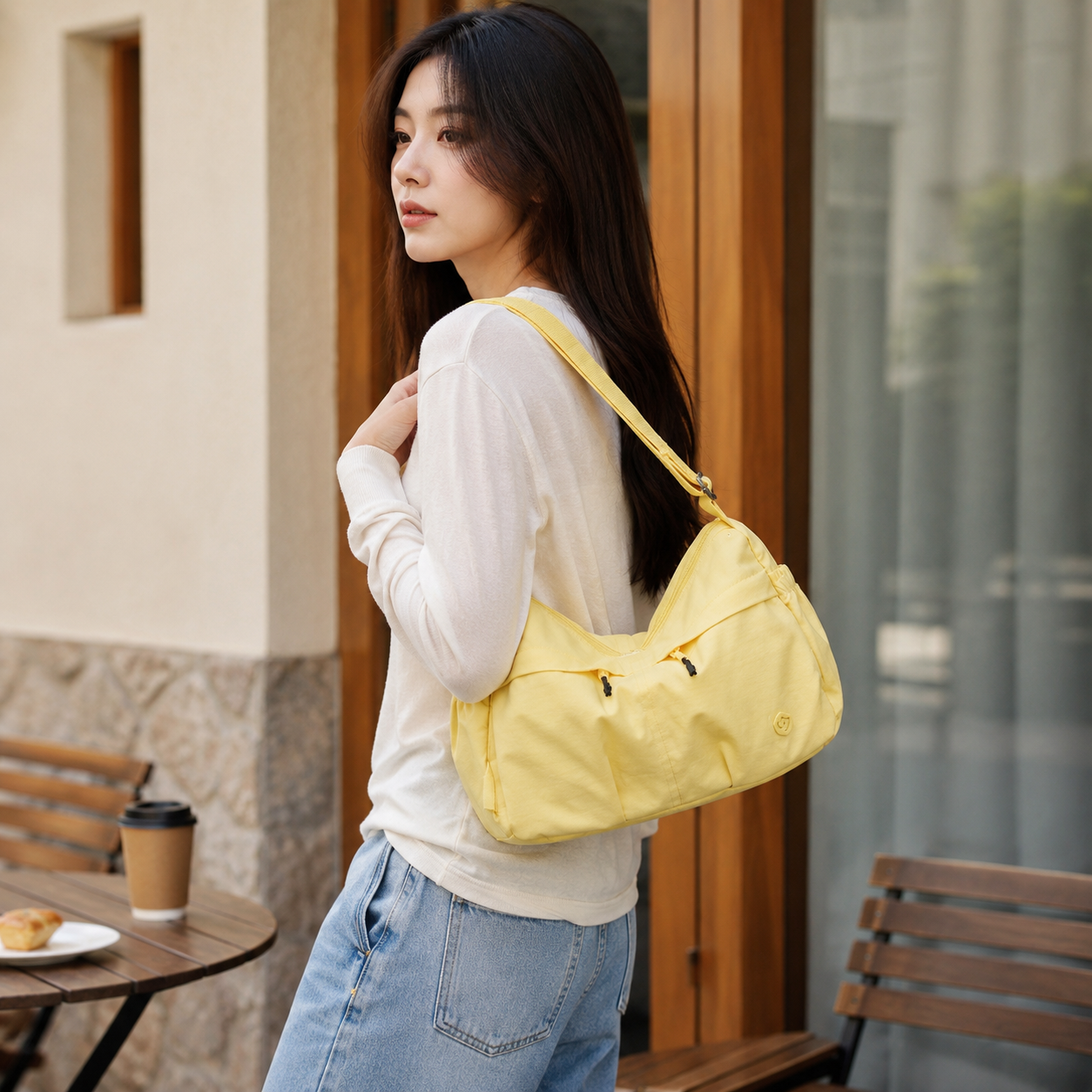 Fabria Ruched Shoulder Bag