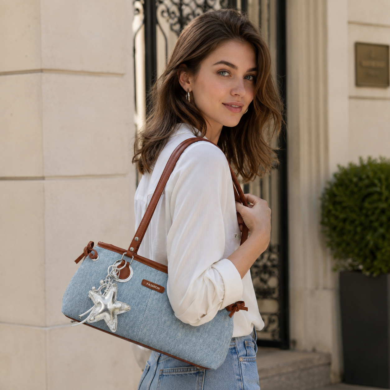 Avelora Contrast Strap Shoulder Bag