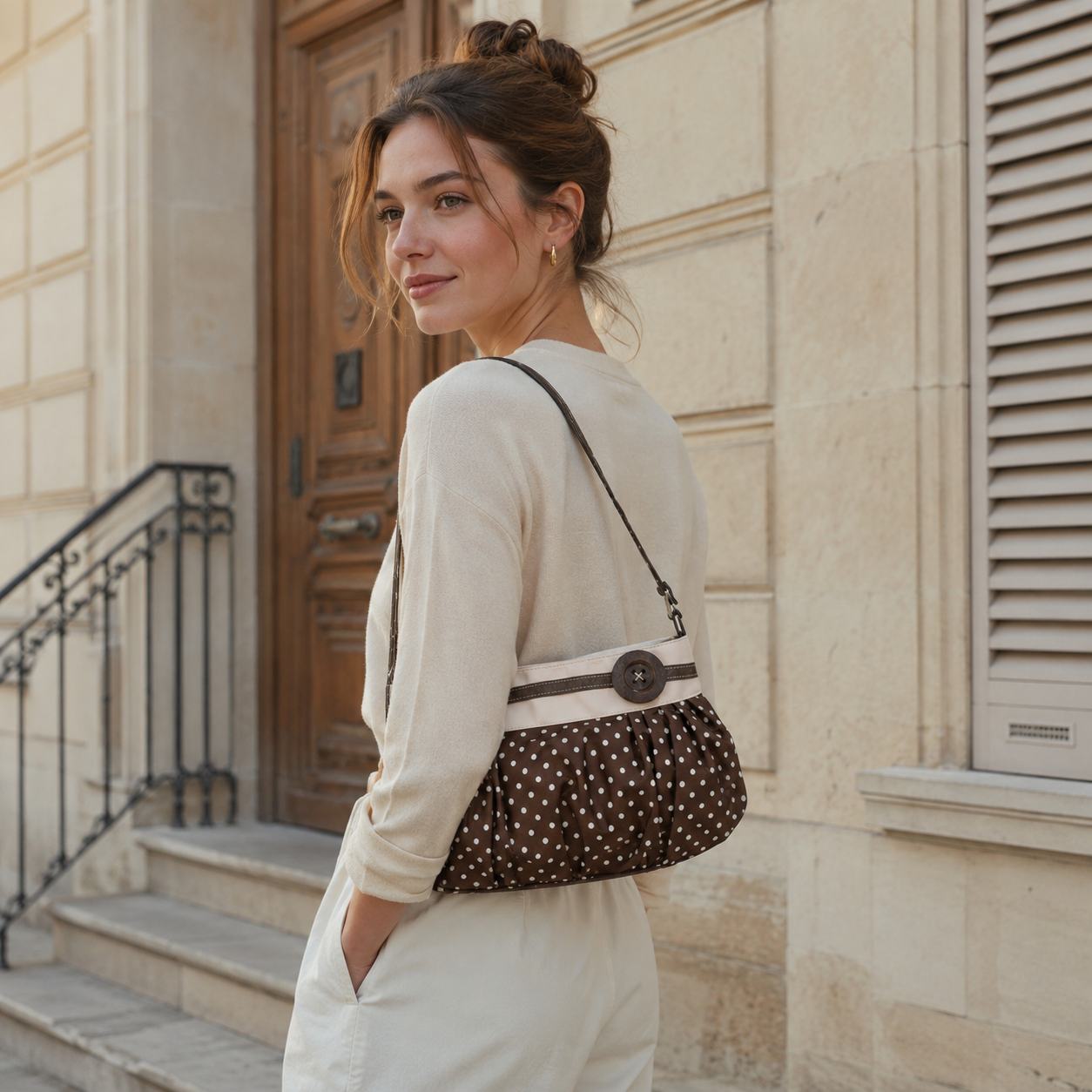 Elara Polka Dot Cloud Shoulder Bag