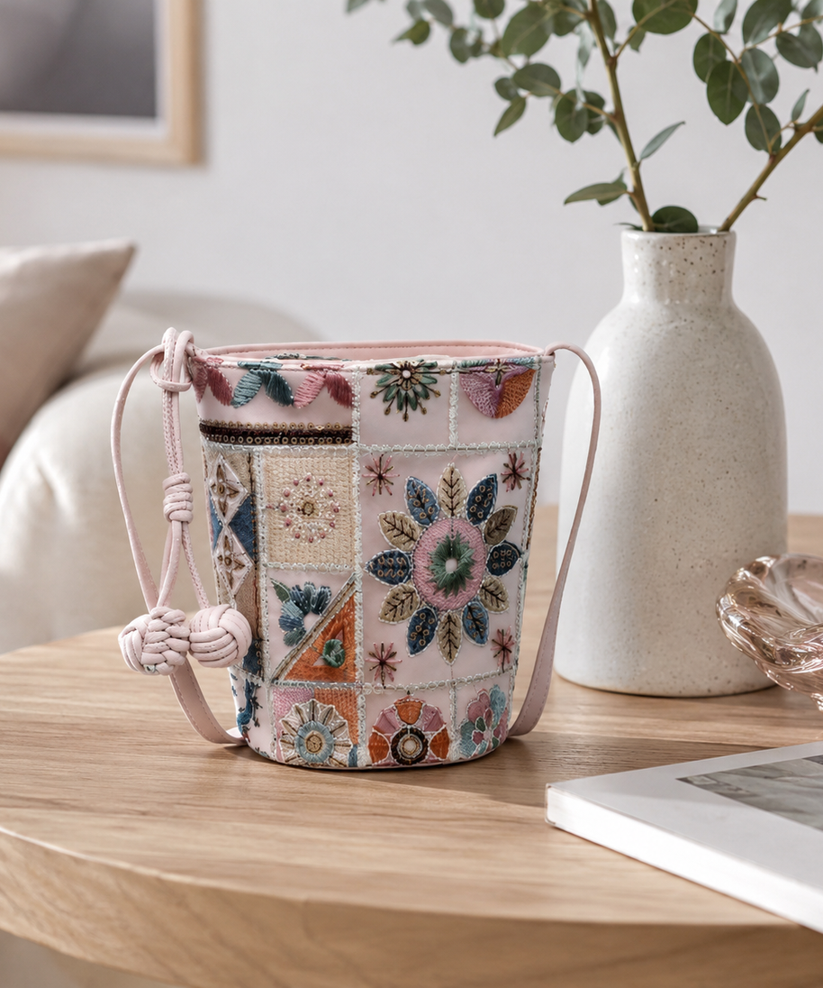 Mosaira Embroidered Bucket Bag