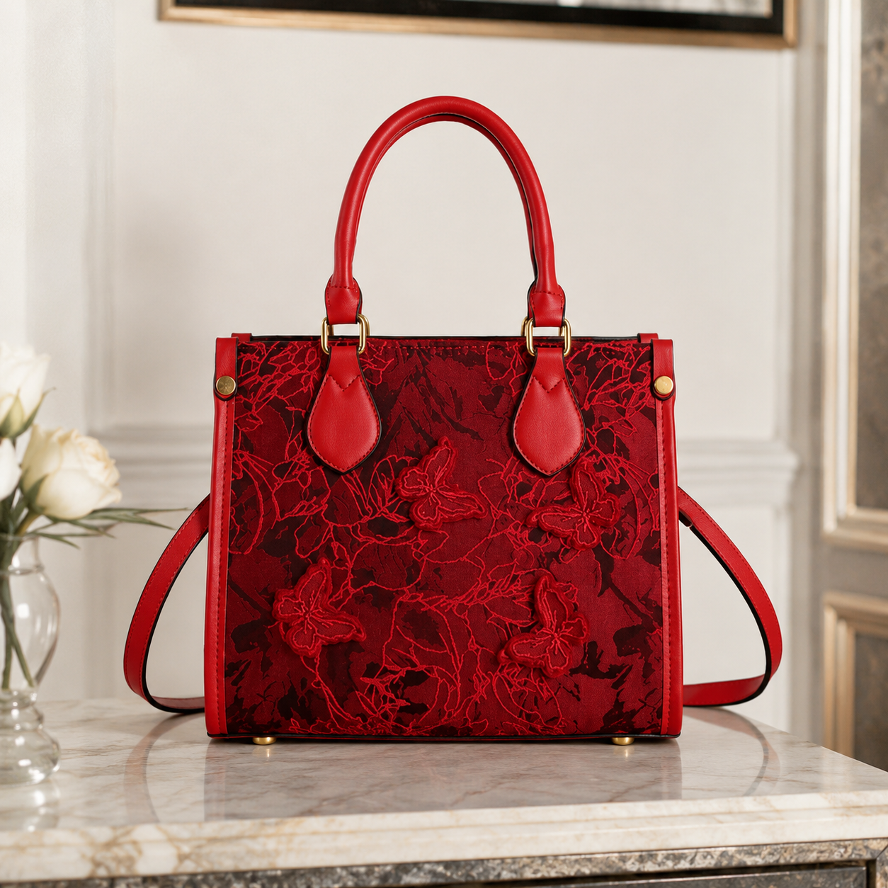 Evarielle Floral Lace Satchel Bag