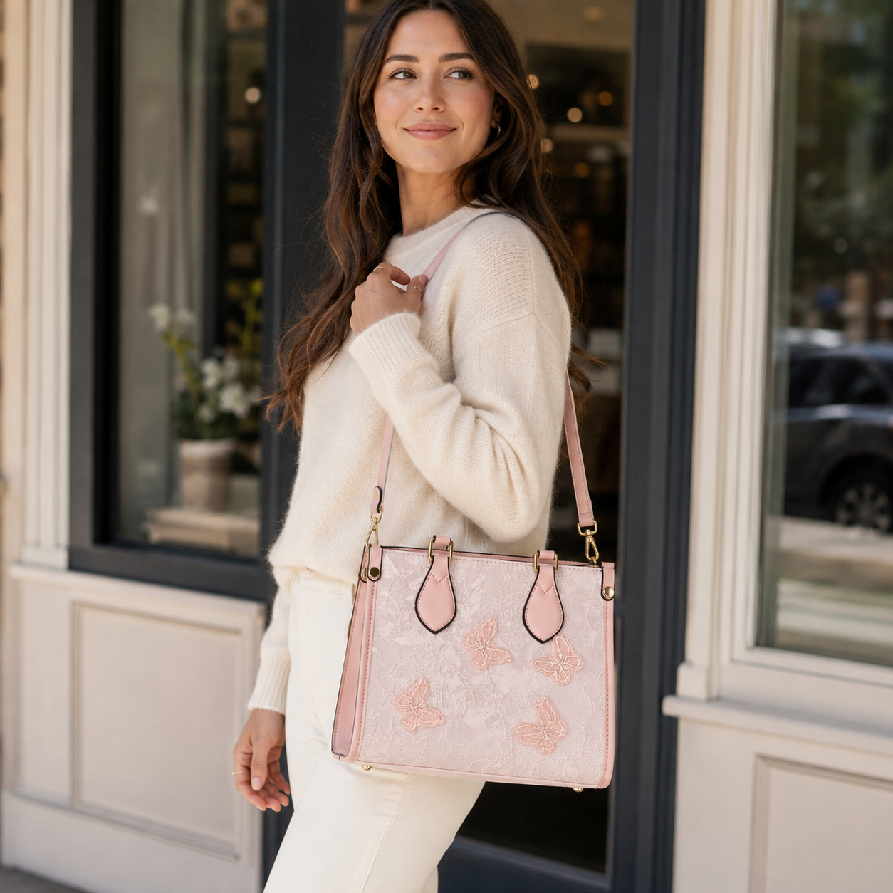 Evarielle Floral Lace Satchel Bag