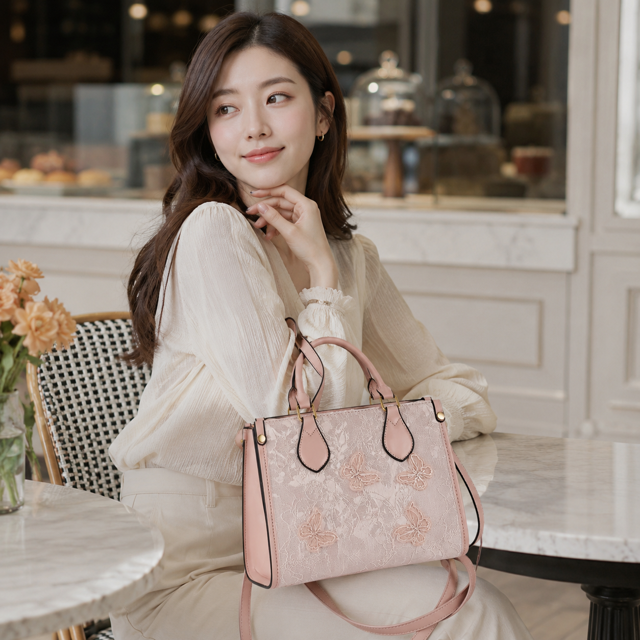 Evarielle Floral Lace Satchel Bag
