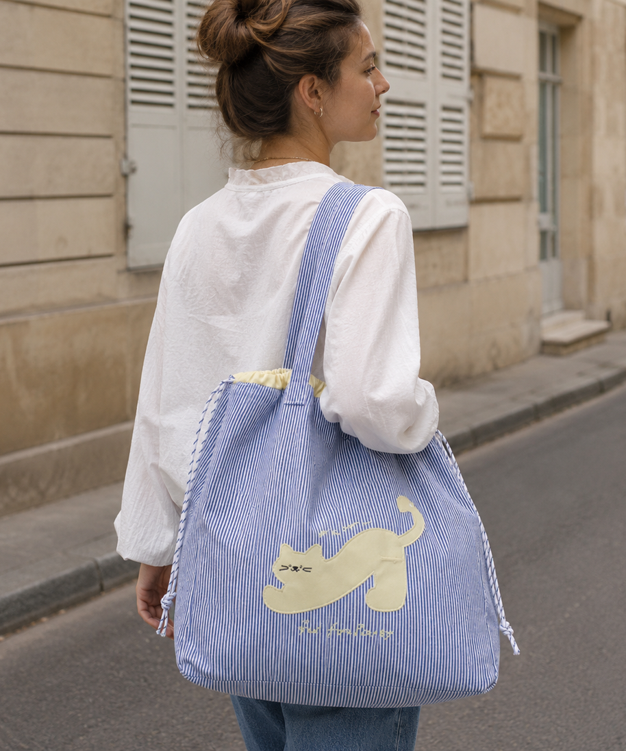 Zephyra Cat Patch Tote Bag