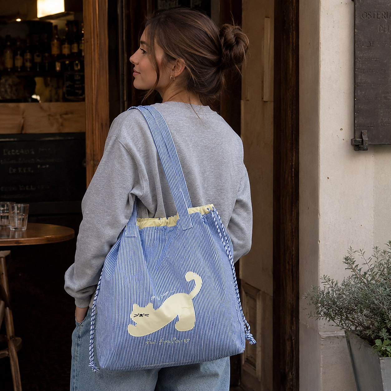 Zephyra Cat Patch Tote Bag