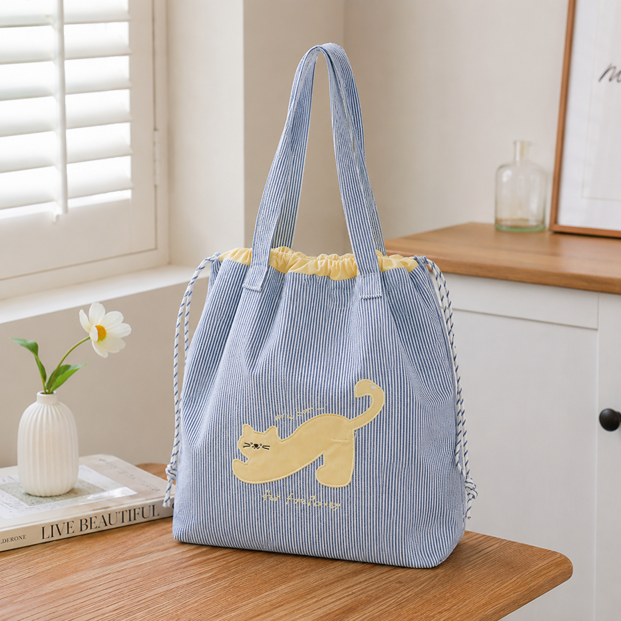 Zephyra Cat Patch Tote Bag