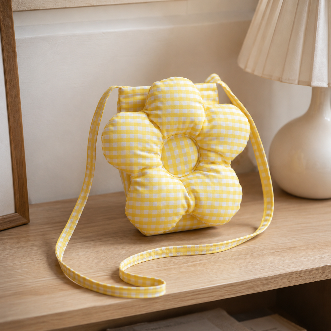 Solenne Gingham Flower Mini Shoulder Bag