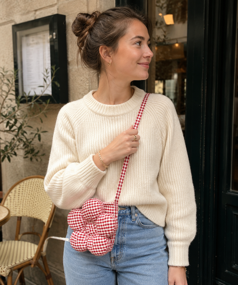 Solenne Gingham Flower Mini Shoulder Bag