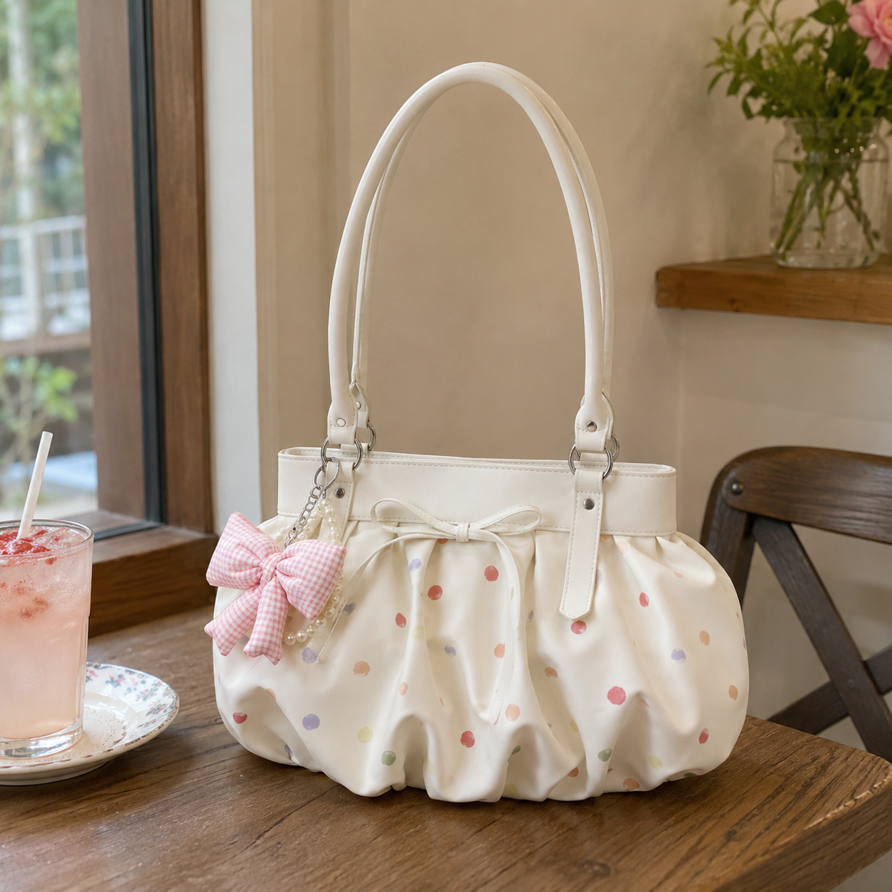Caspina Polka Dot Shoulder Bag