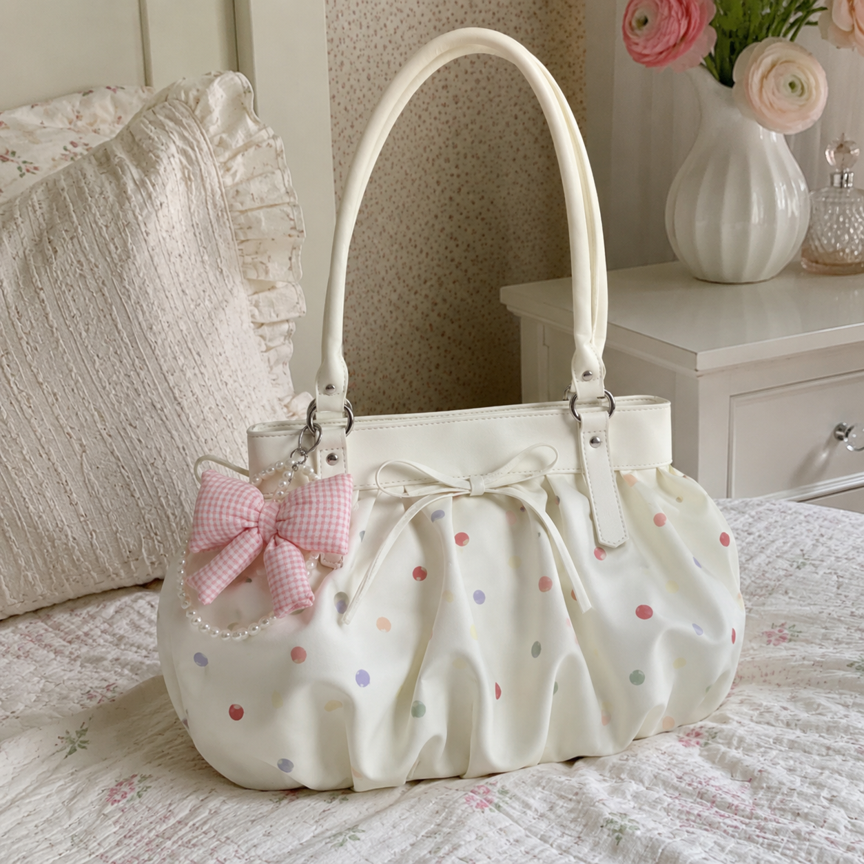 Caspina Polka Dot Shoulder Bag