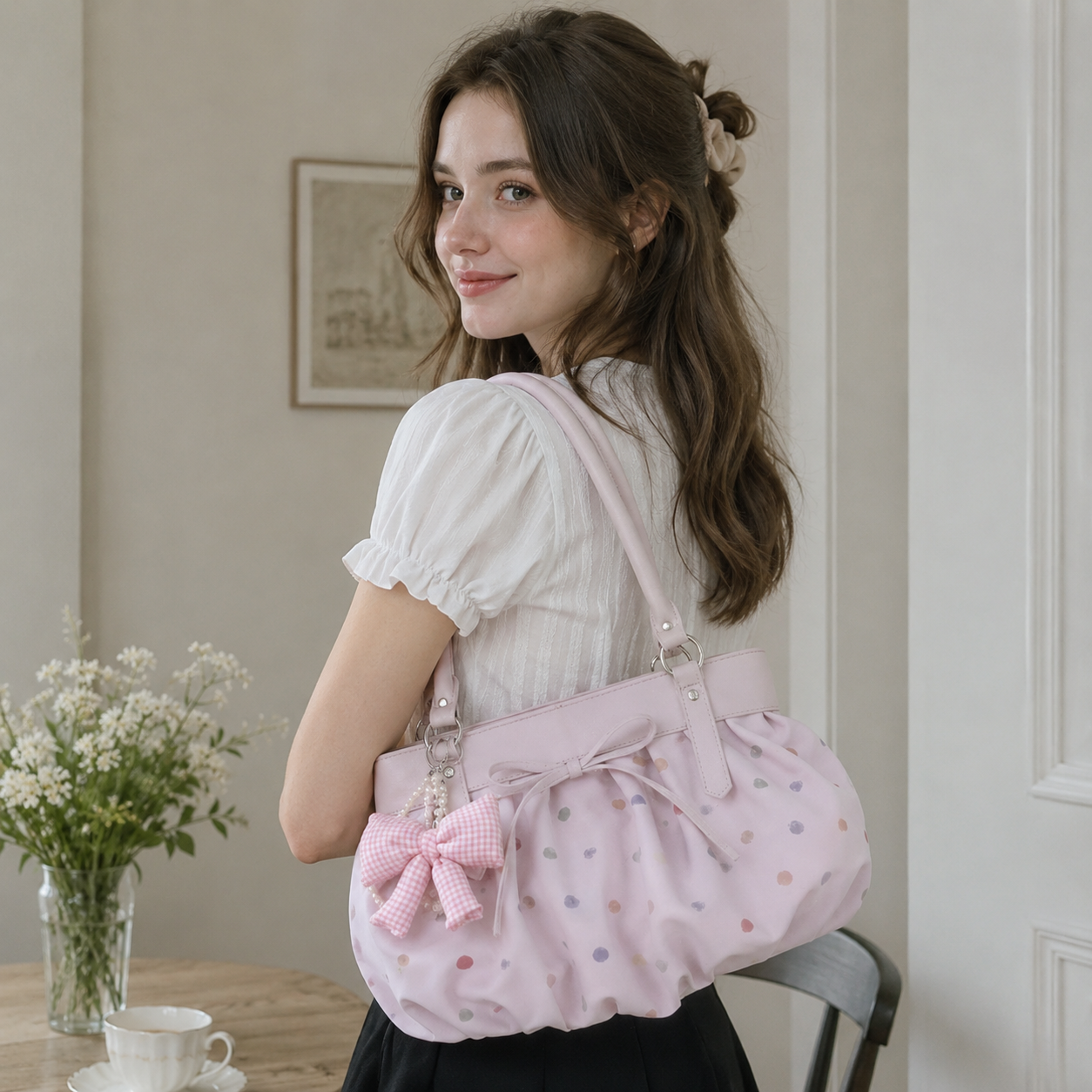 Caspina Polka Dot Shoulder Bag