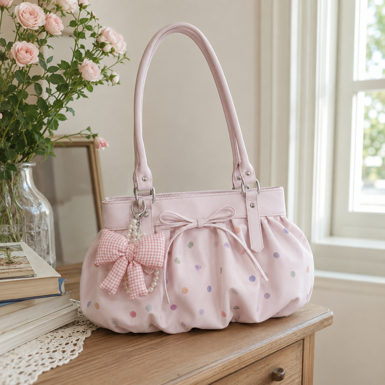Caspina Polka Dot Shoulder Bag