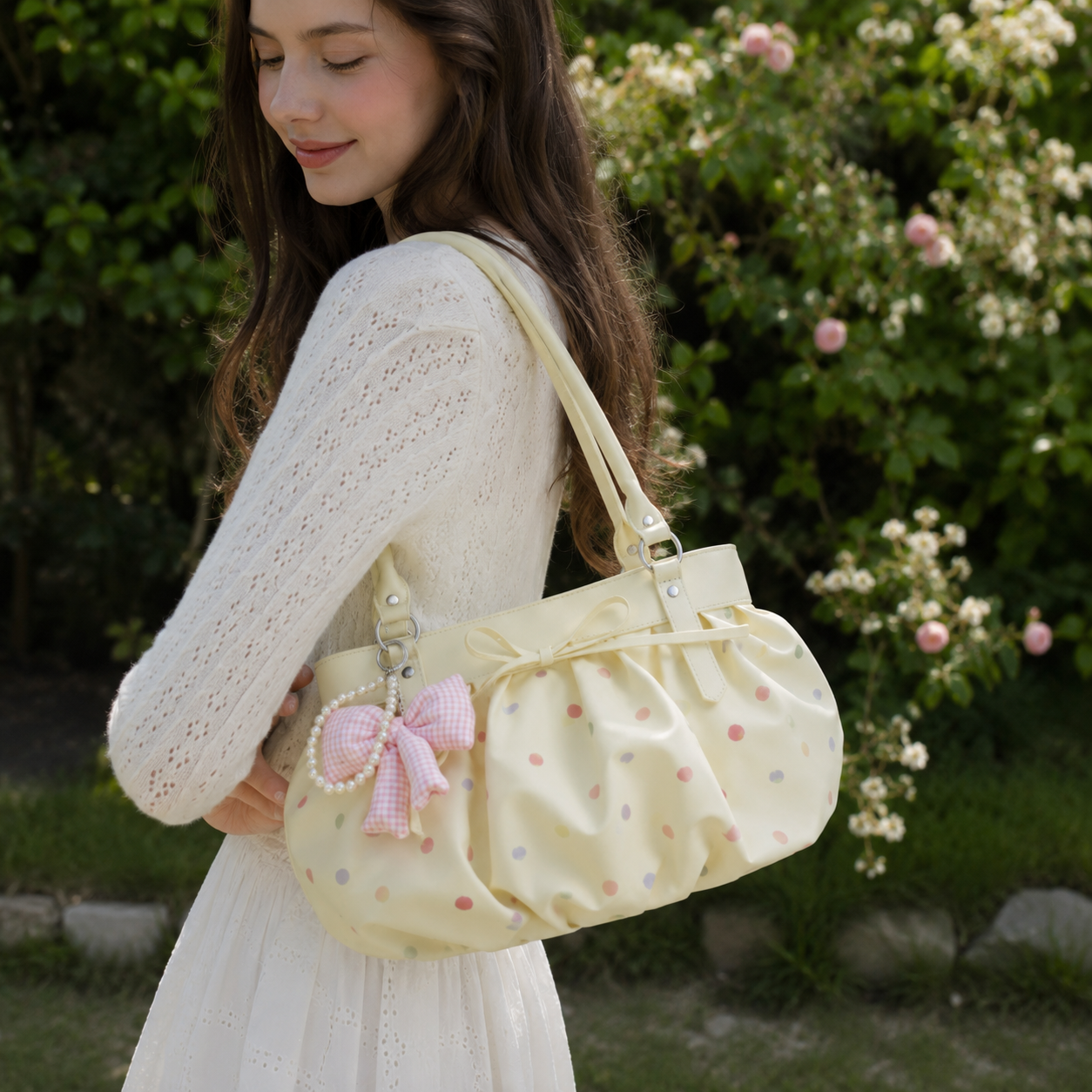 Caspina Polka Dot Shoulder Bag