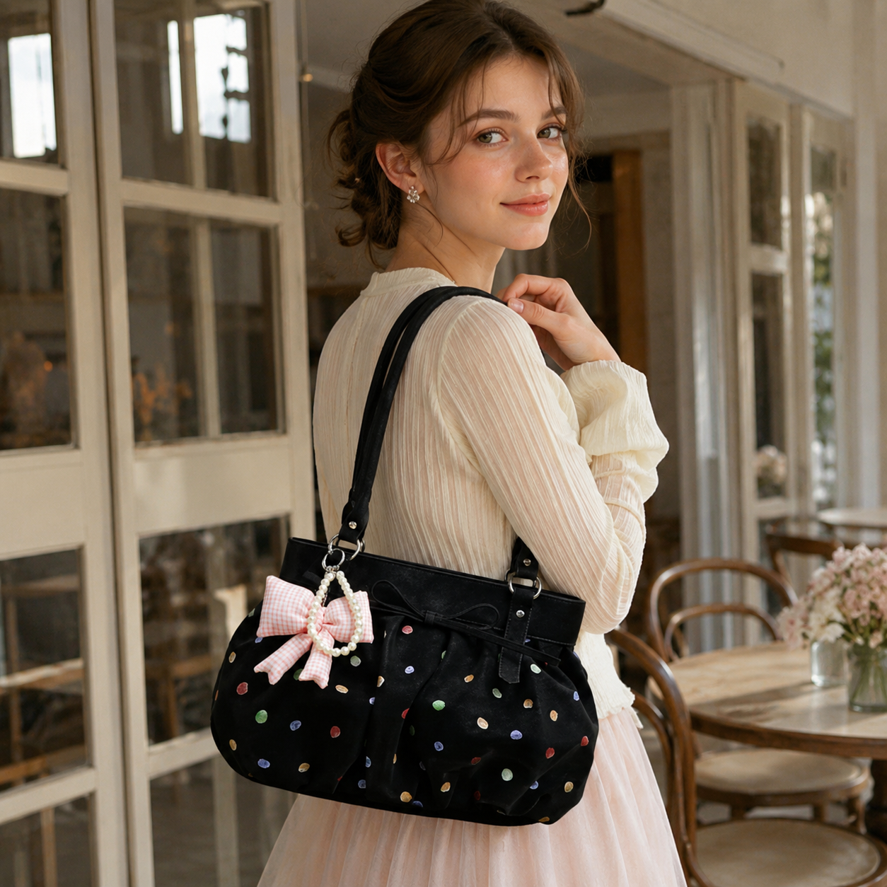Caspina Polka Dot Shoulder Bag