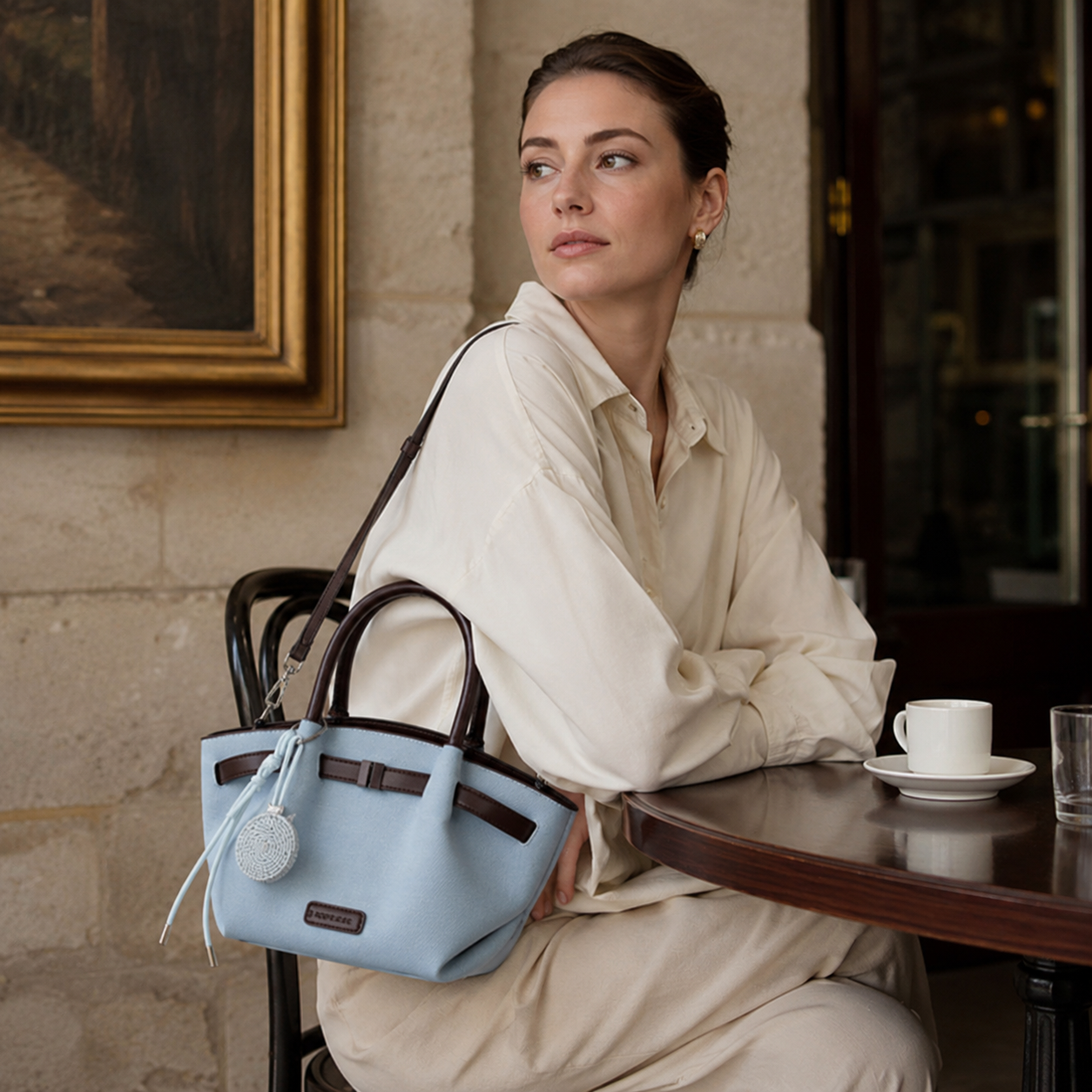 Dovela Contrast-Trim Mini Handbag