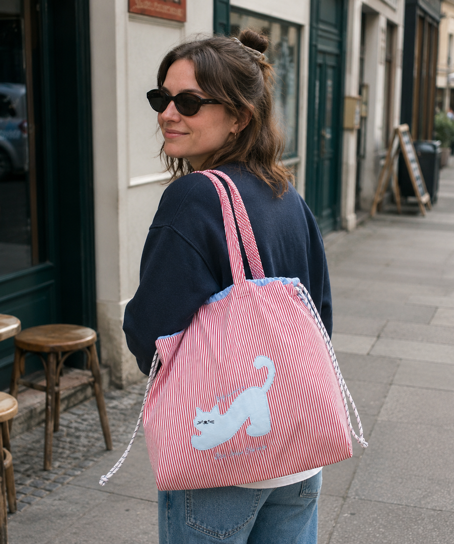 Zephyra Cat Patch Tote Bag