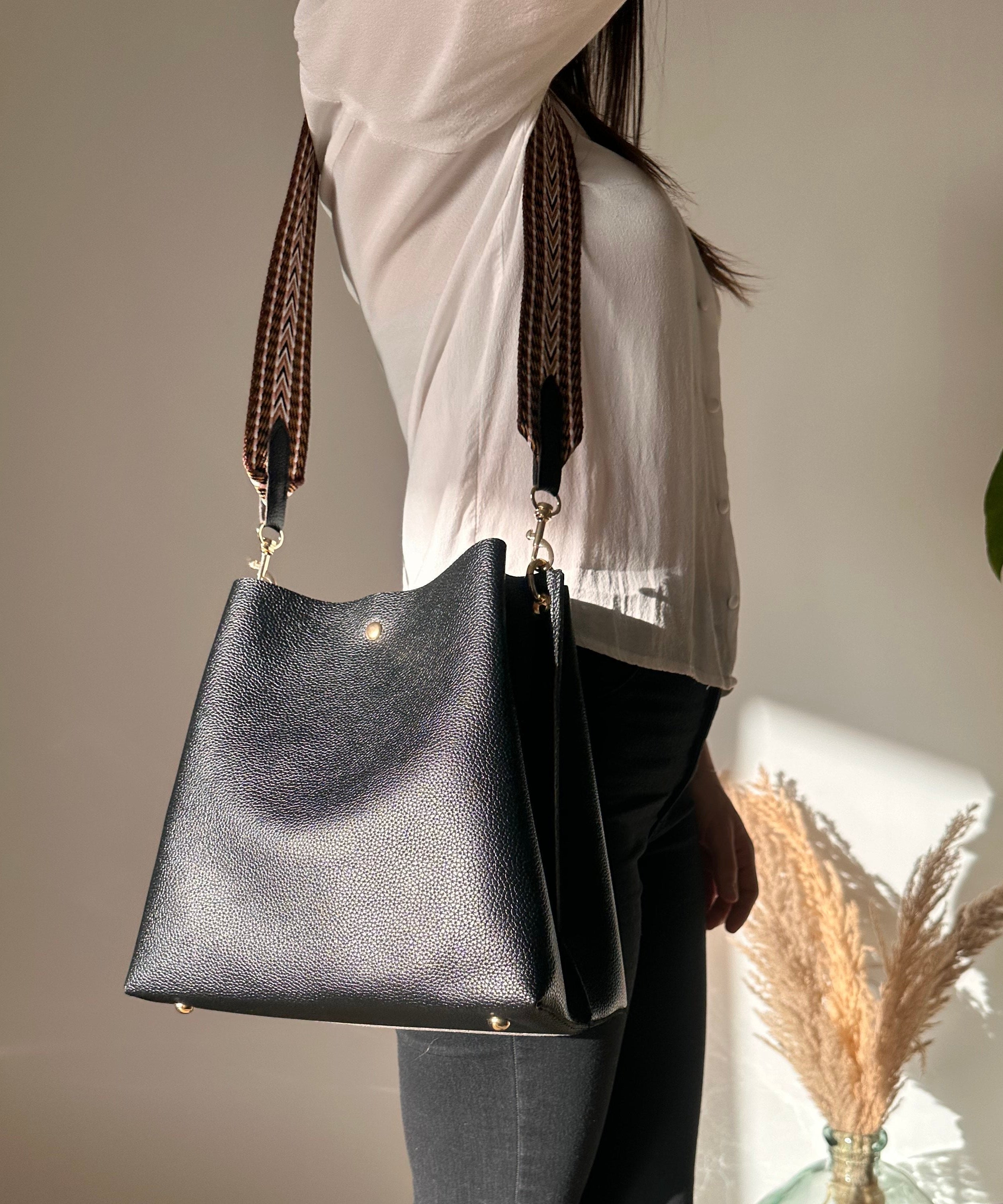 Léonore Vegan Leather Crossbody Bucket Bag