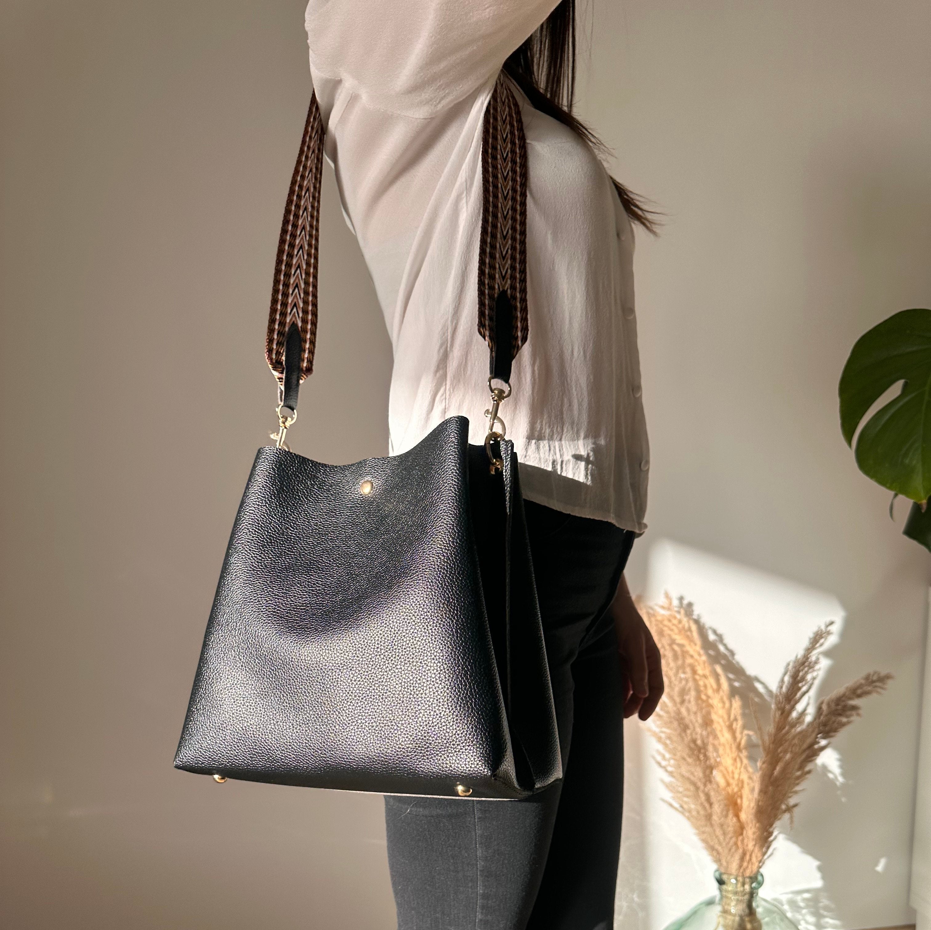 Léonore Vegan Leather Crossbody Bucket Bag