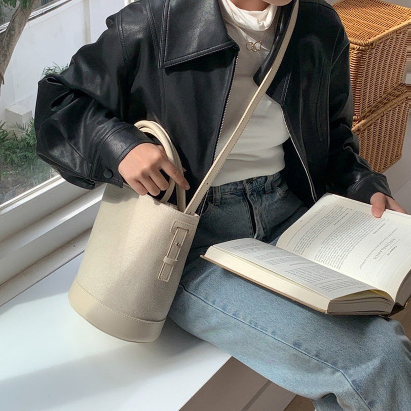 Serah Vegan Leather Crossbody Bucket Bag